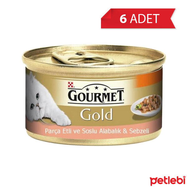 Gourmet Gold Parça Etli Soslu Alabalık ve Sebzeli Kedi Konservesi 85 Gr (6 Adet)