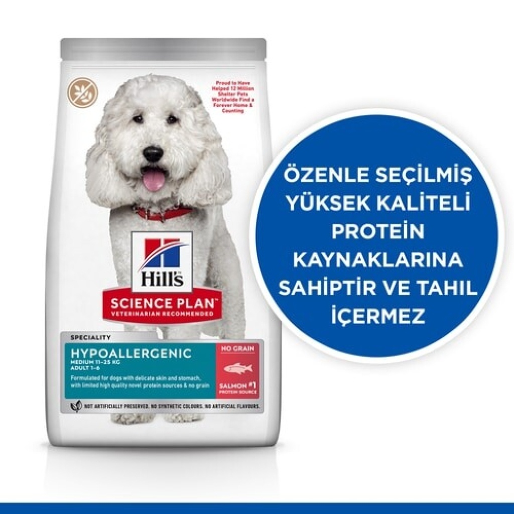 Hill's SCIENCE PLAN Hipoalerjenik Somonlu Orta Irk Yetişkin Köpek Maması 2,5kg