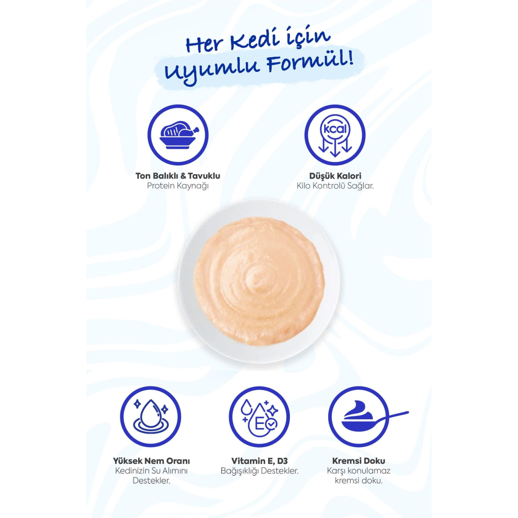 INABA CIAO Churu Cream Ton Balıklı ve Tavuklu Krema Kedi Ödül Maması 14gr (4'lü)