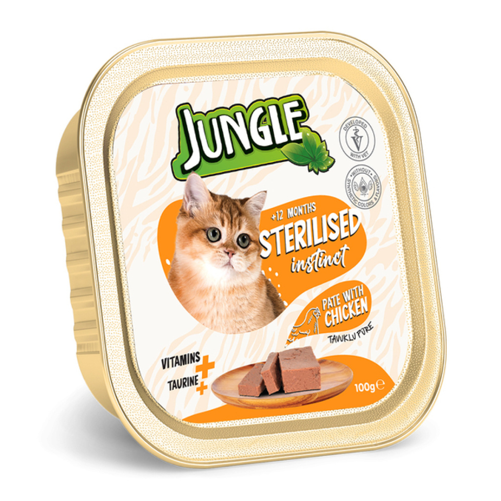 Jungle Tavuklu Kısırlaştırılmış Ezme Kedi Konservesi 100gr