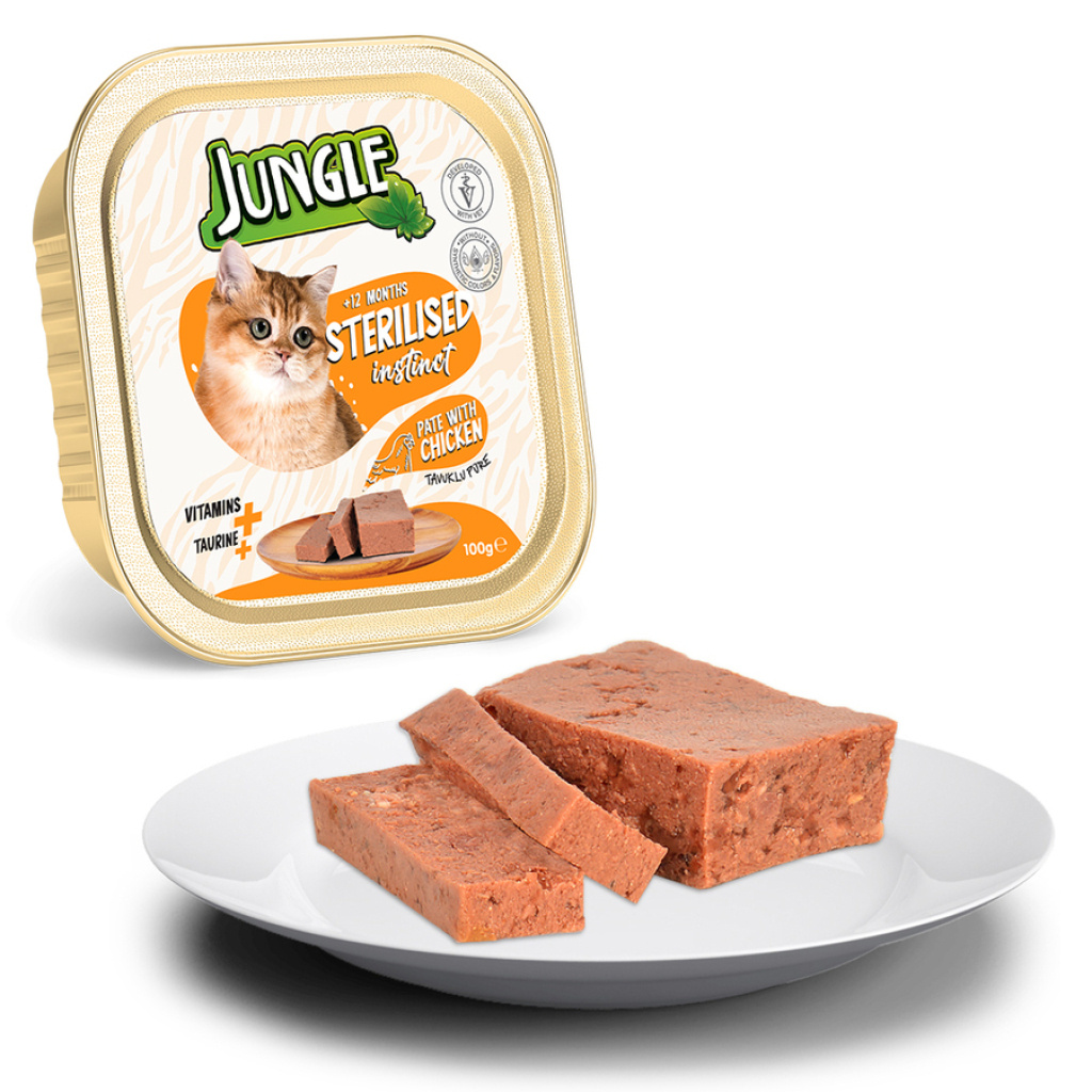 Jungle Tavuklu Kısırlaştırılmış Ezme Kedi Konservesi 100gr (12 Adet)