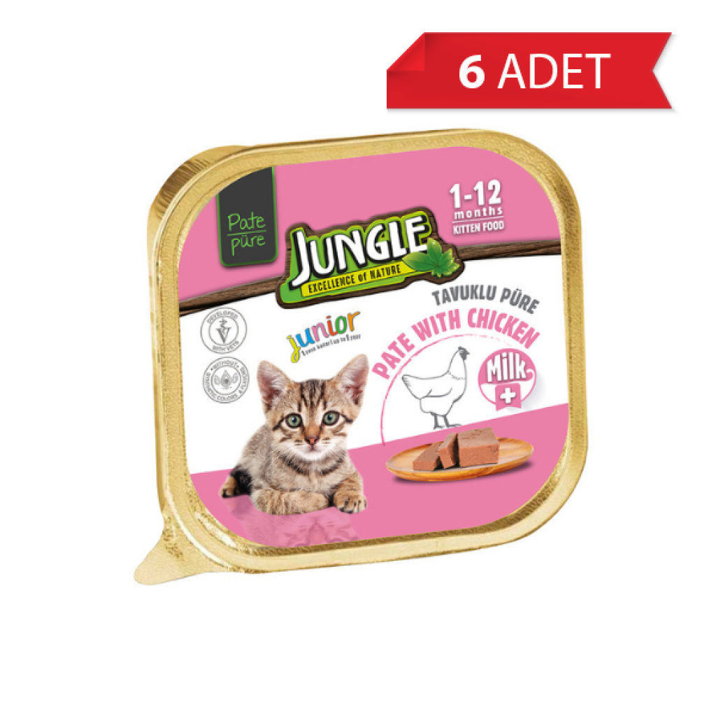 Jungle Sütlü ve Tavuklu Ezme Yavru Kedi Konservesi 100gr (6 Adet)