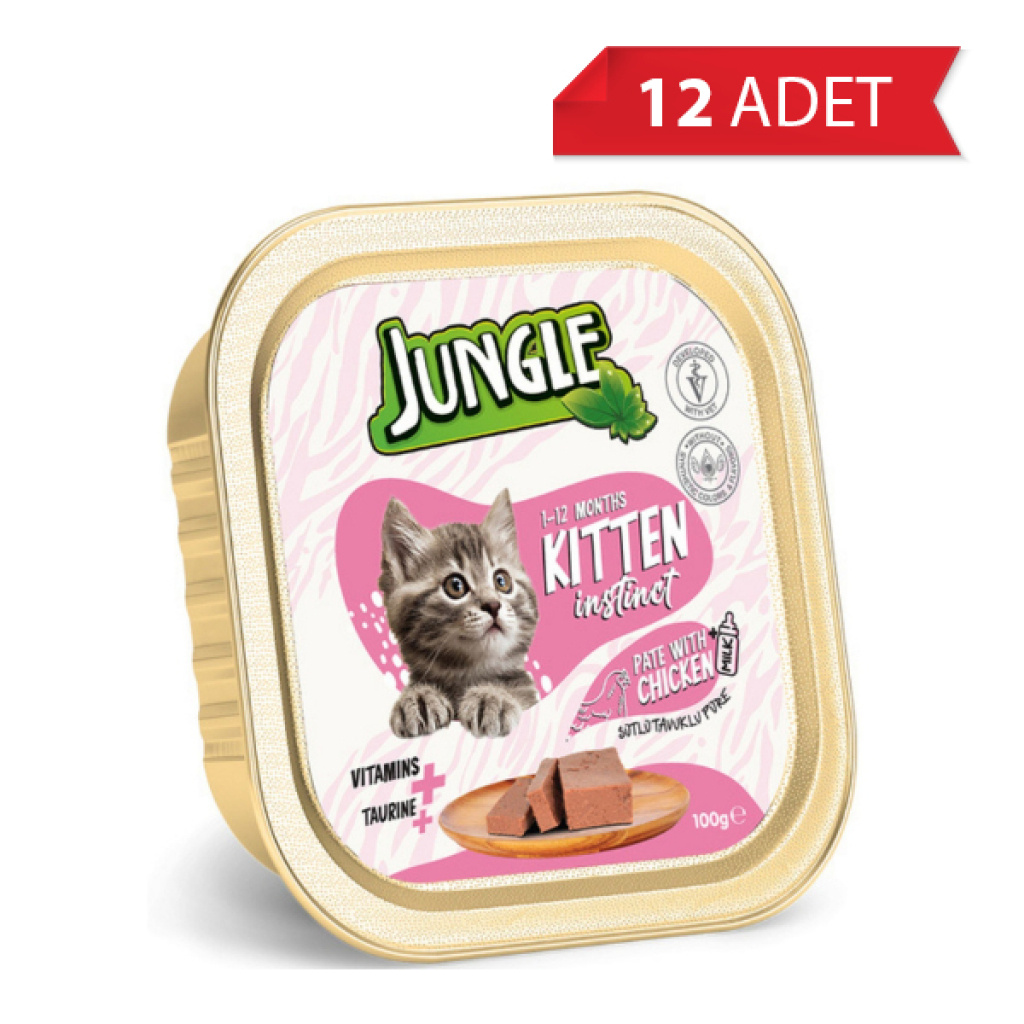Jungle Sütlü ve Tavuklu Ezme Yavru Kedi Konservesi 100gr (12 Adet)