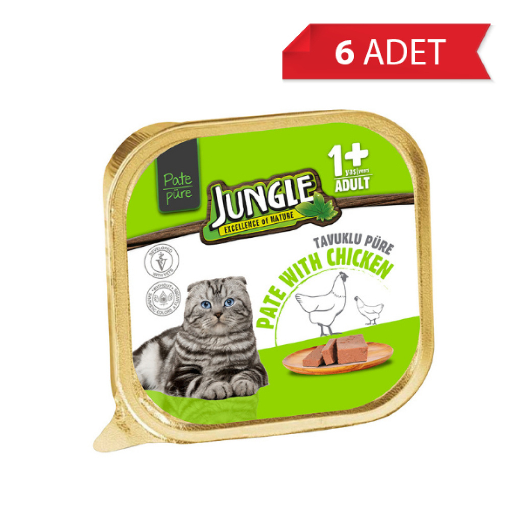 Jungle Tavuklu Ezme Yetişkin Kedi Konservesi 100gr (6 Adet)