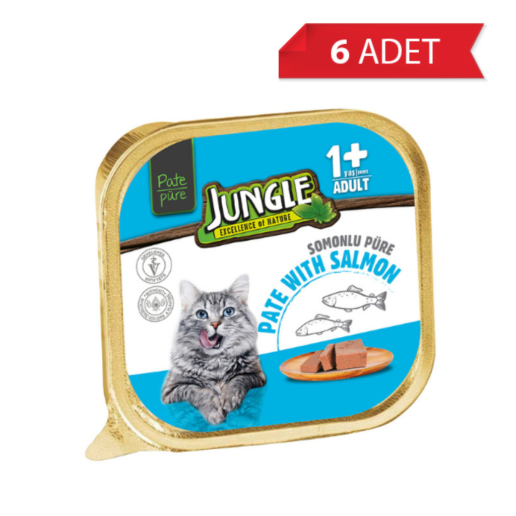 Jungle Somonlu Ezme Yetişkin Kedi Konservesi 100gr (6 Adet)