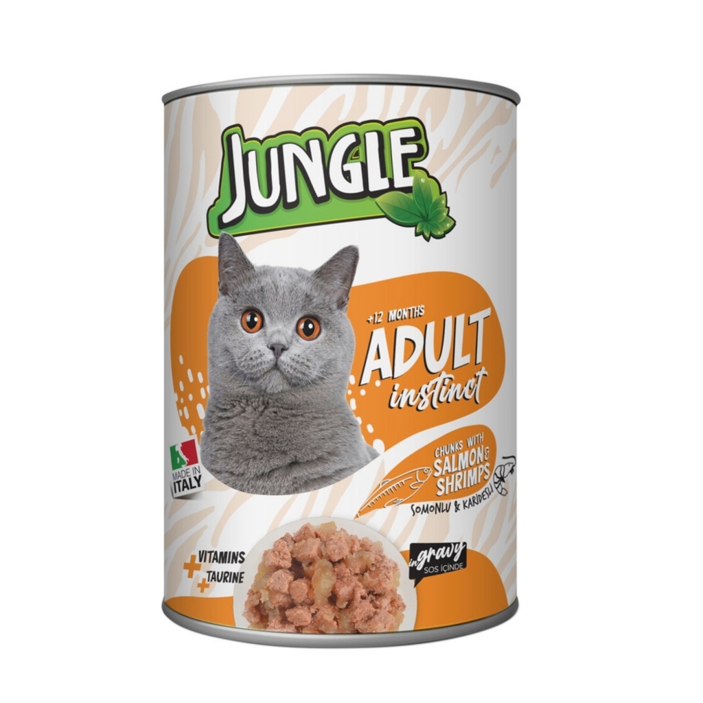 Jungle Somonlu ve Karidesli Yetişkin Kedi Konservesi 415gr