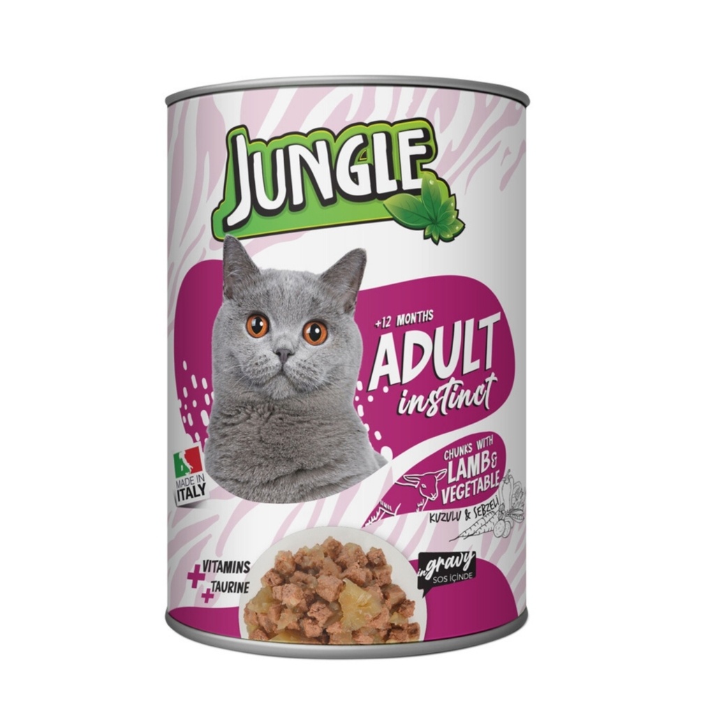 Jungle Kuzu Etli ve Sebzeli Yetişkin Kedi Konservesi 415gr