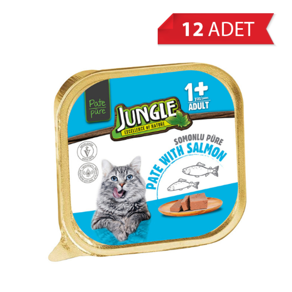 Jungle Somonlu Ezme Yetişkin Kedi Konservesi 100gr (12 Adet)