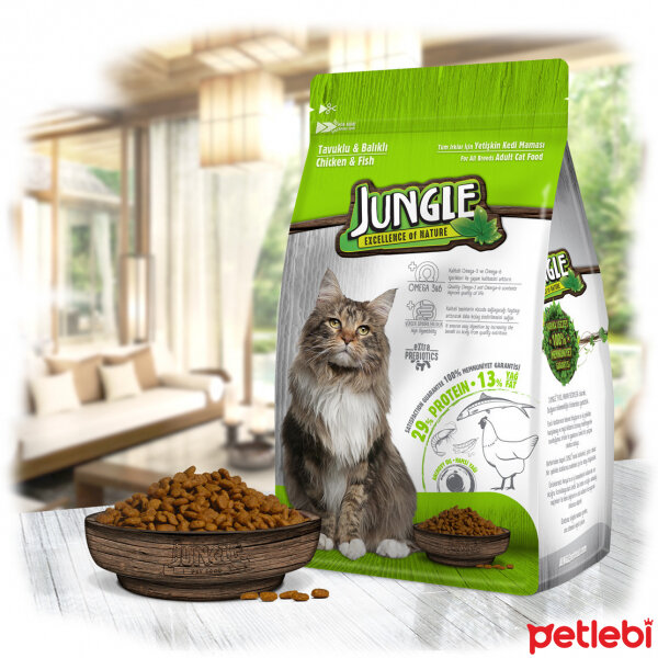 Jungle Tavuk ve Balıklı Yetişkin Kedi Maması 1,5kg