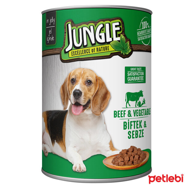 Jungle Jel İçinde Biftekli ve Sebzeli Yetişkin Köpek Konservesi 415gr