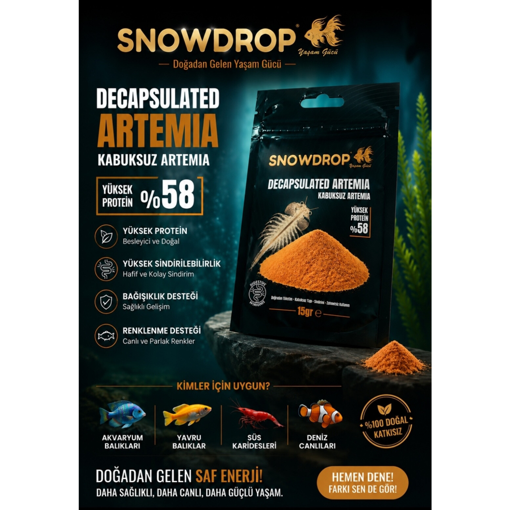 Kardelen Snowdrop Kabuksuz Artemia Akvaryum Balık Yemi 15gr