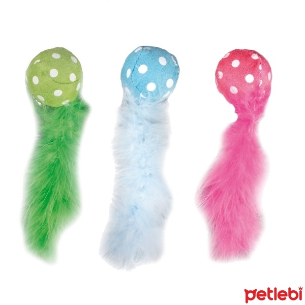 Karlie Tüylü Kuyruklu Peluş Top Kedi Oyuncağı 4x14cm (Karışık Renkli)