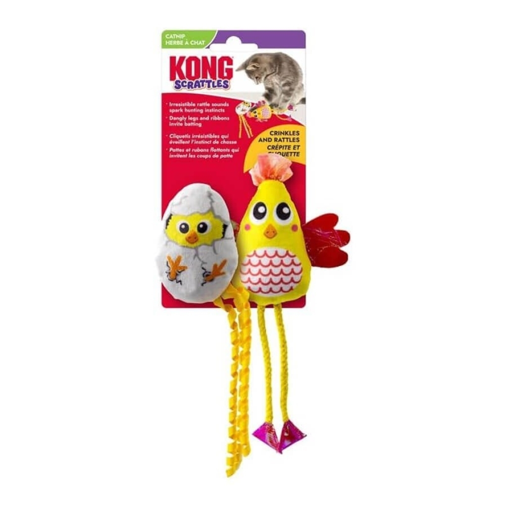 Kong Scrattles Tavuk Catnipli Hışırtılı Peluş Kedi Oyuncağı 10,8x5,1x21,6cm (2'li)