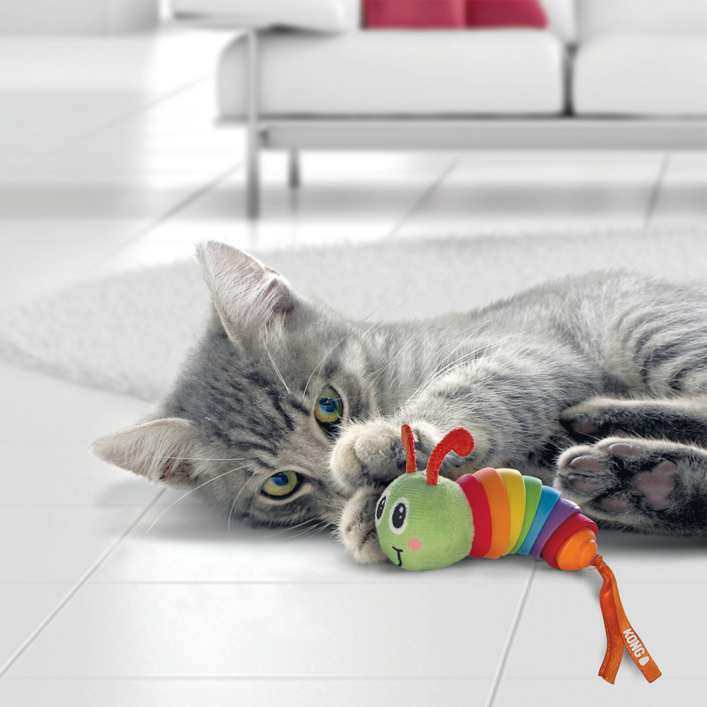 Kong Clackz Catnipli Hareketli Tırtıl Kedi Peluş Oyuncağı 28cm