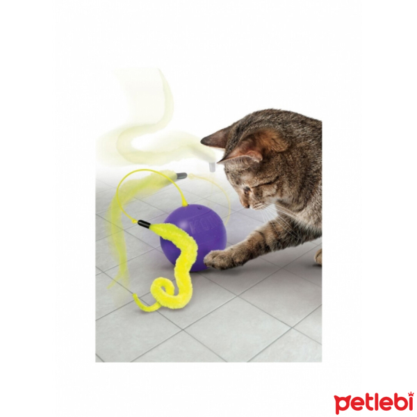 Kong Hareketli ve Tüylü Plastik Top Kedi Oyuncağı 8cm (Mor)