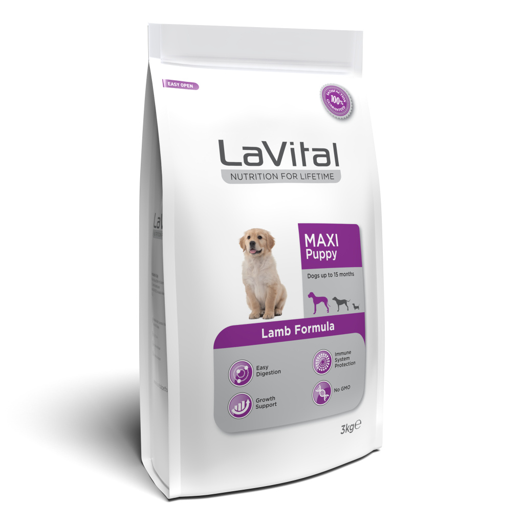 LaVital Maxi Puppy Büyük Irk Kuzulu Yavru Köpek Maması 3kg