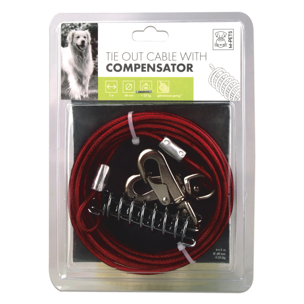 M-Pets Compensator Bahçe Bağlama Halatı 5m (Kırmızı)