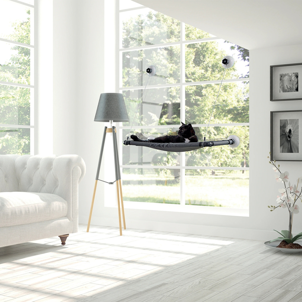 M-Pets Horizon Kedi Cam Yatağı 40,5x73x63,5cm (Siyah)