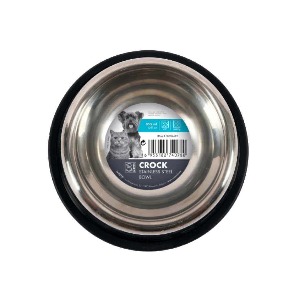 M-Pets Crock Kedi ve Köpekler İçin Paslanmaz Çelik Mama Kabı 355ml [S]