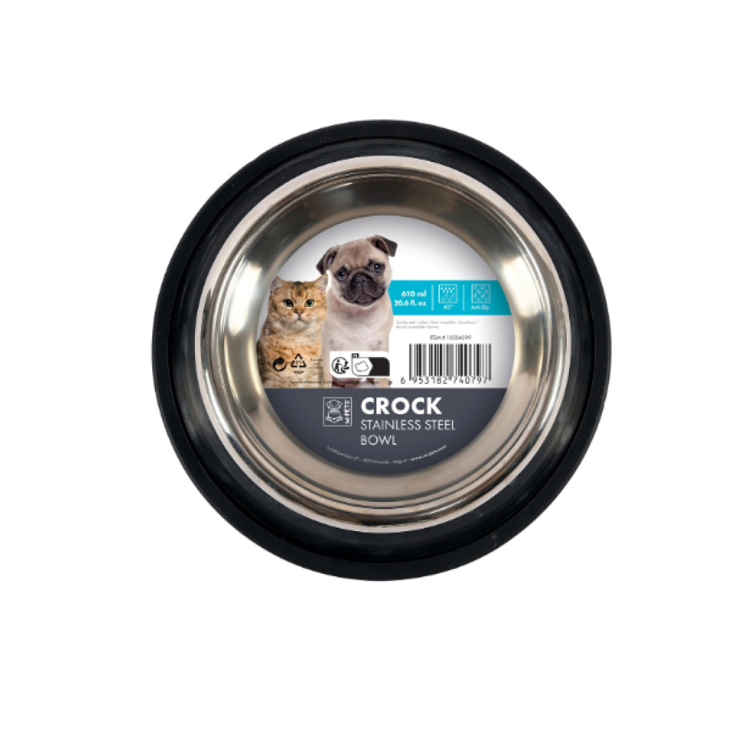 M-Pets Crock Kedi ve Köpekler İçin Paslanmaz Çelik Mama Kabı 610ml [M]