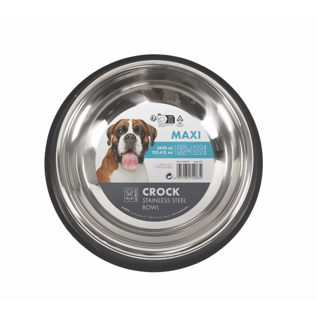 M-Pets Crock Paslanmaz Çelik Köpek Mama Kabı 36,5x36,5x8,5cm