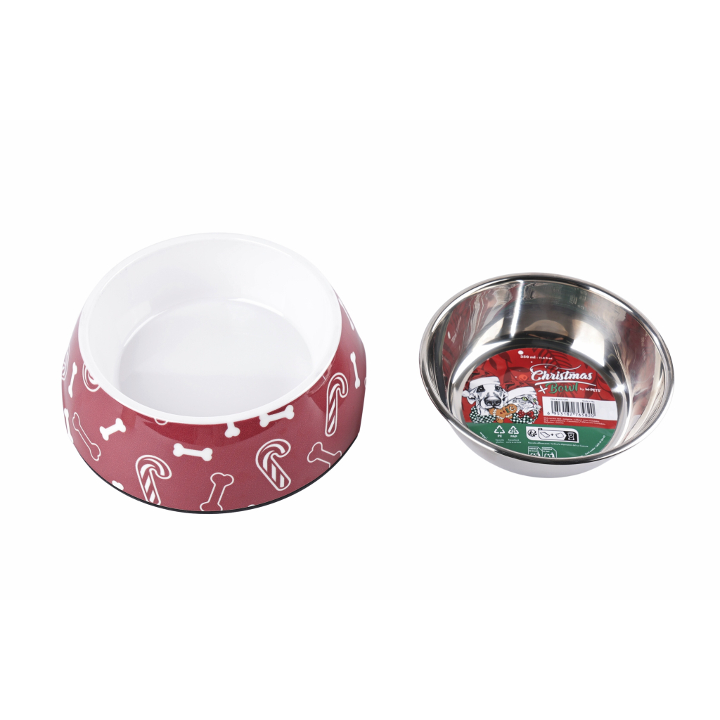 M-Pets Christmas Bowl Metal Kedi ve Köpekler İçin Mama ve Su Kabı 350ml