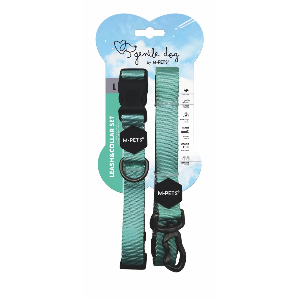 M-Pets Gentle Köpek Boyun Tasması ve Gezdirme Kayışı Seti (Yeşil) [L]