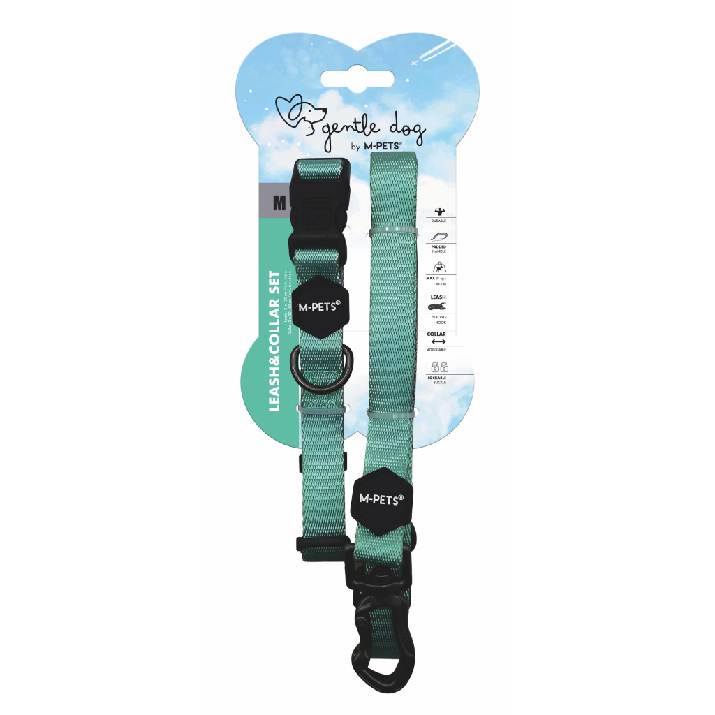 M-Pets Gentle Köpek Boyun Tasması ve Gezdirme Kayışı Seti (Yeşil) [M]