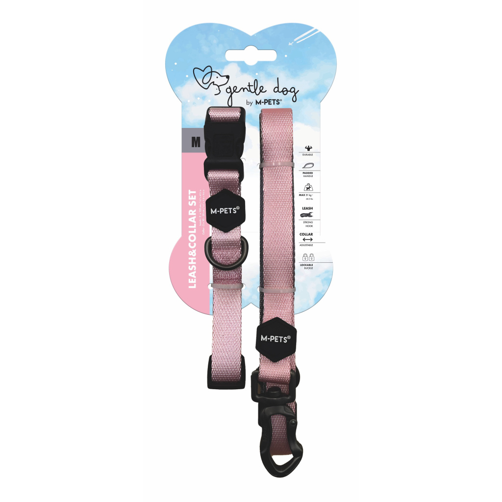 M-Pets Gentle Köpek Boyun Tasması ve Gezdirme Kayışı Seti (Pembe) [M]