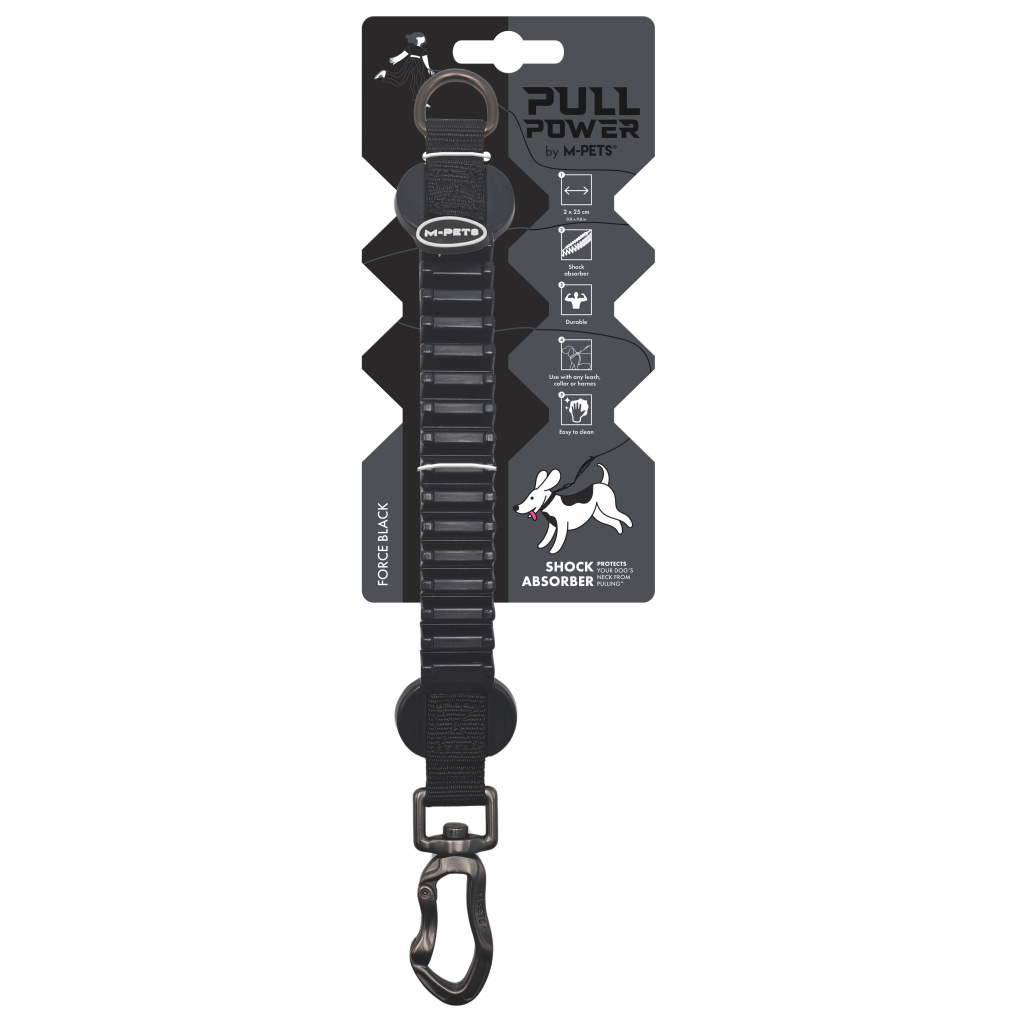 M-Pets Pull Power Köpekler İçin Şok Emici Ara Tasma 25cm (Siyah)