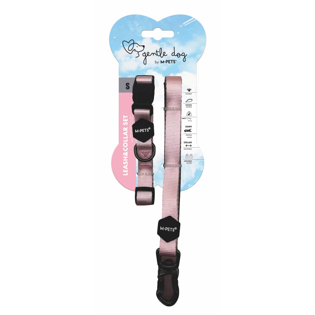 M-Pets Gentle Köpek Boyun Tasması ve Gezdirme Kayışı Seti (Pembe) [S]