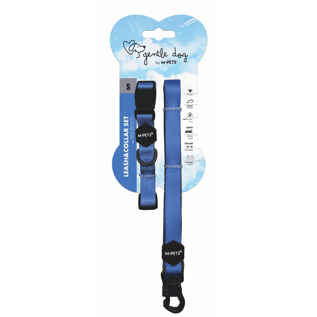 M-Pets Gentle Köpek Boyun Tasması ve Gezdirme Kayışı Seti (Mavi) [S]