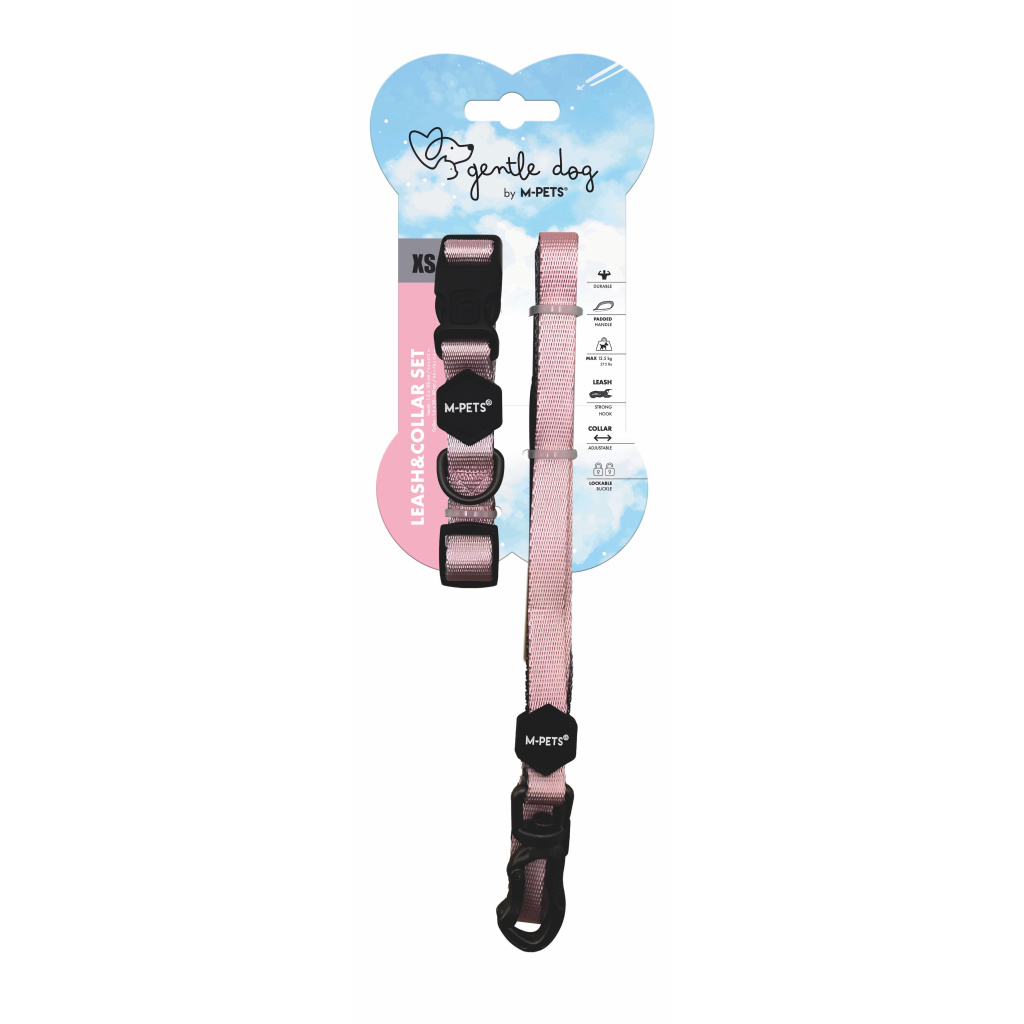 M-Pets Gentle Köpek Boyun Tasması ve Gezdirme Kayışı Seti (Pembe) [XS]