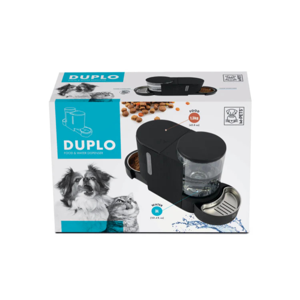 M-Pets Duplo Hazneli Mama ve Su Kabı 3000ml (Siyah)