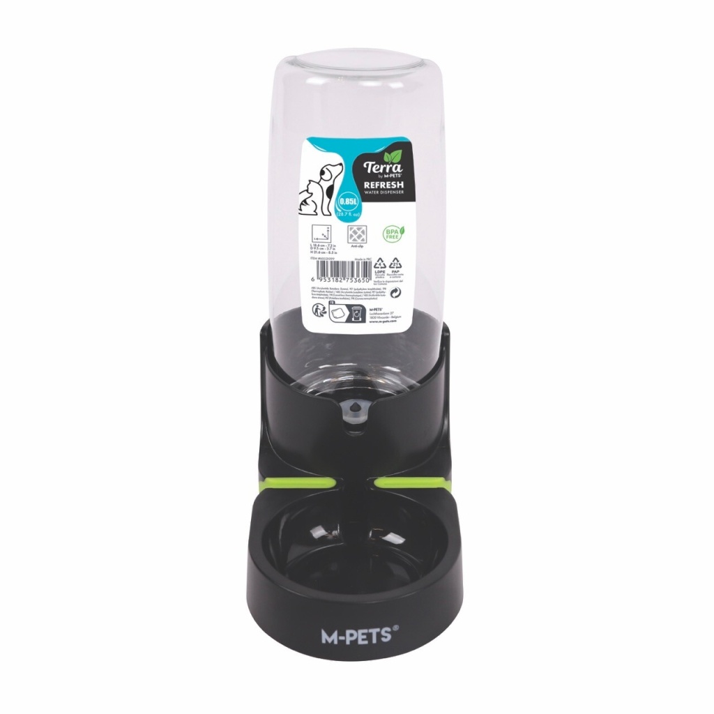M-Pets Refresh Hazneli Kedi ve Köpek Su Kabı 850ml (Siyah)