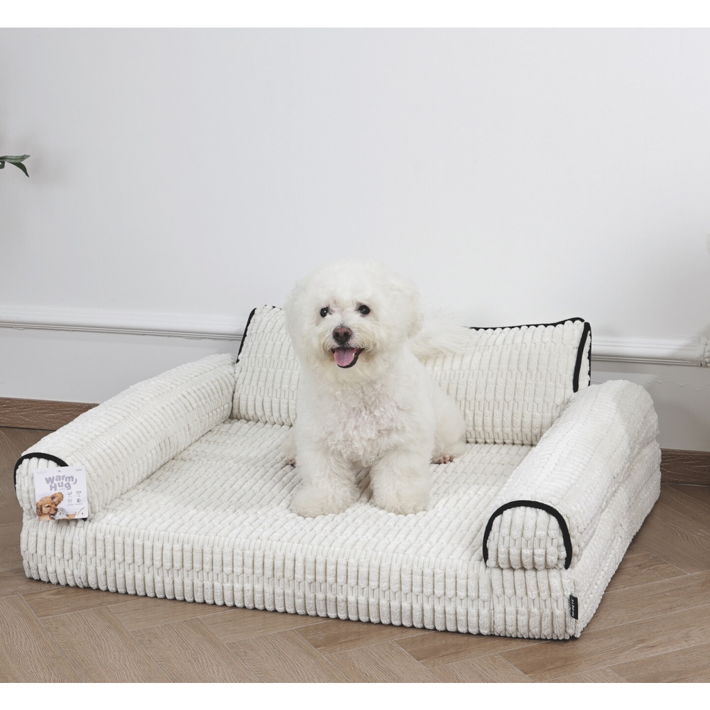 M-Pets Warm Hug Kedi ve Köpekler için Koltuk Şeklinde Yatak 90x70x32cm (Beyaz) [L]