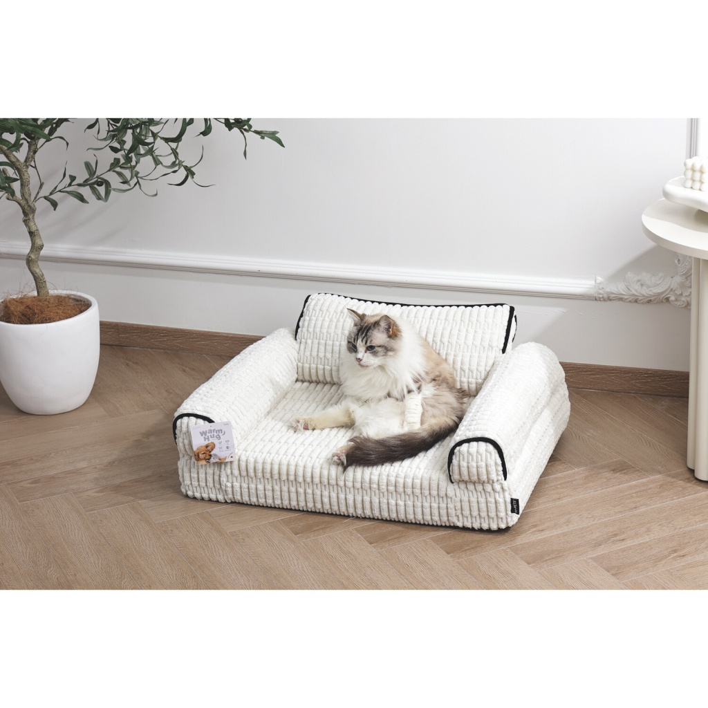 M-Pets Warm Hug Kedi ve Köpekler için Koltuk Şeklinde Yatak 70x53x29cm (Beyaz) [M]