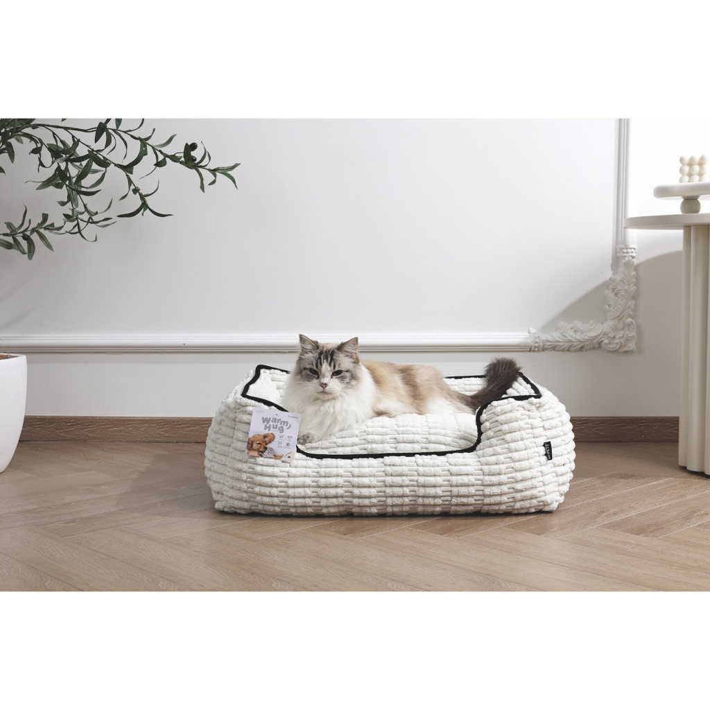 M-Pets Warm Hug Kedi ve Köpek Yatağı 65x55x20cm (Beyaz) [M]