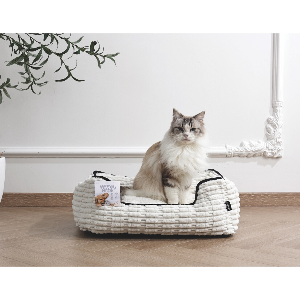 M-Pets Warm Hug Kedi ve Köpek Yatağı 55x45x18cm (Beyaz) [S]