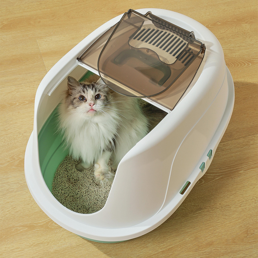 M-Pets Eco Tima Kapalı Kedi Tuvaleti 60x45x42,5cm (Yeşil) [L]