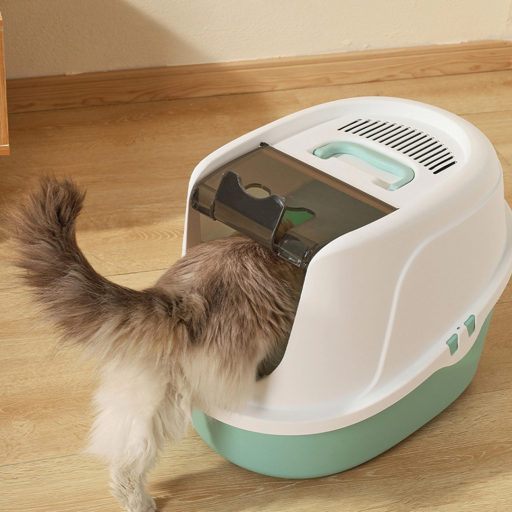 M-Pets Eco Tima Kapalı Kedi Tuvaleti 60x45x42,5cm (Yeşil) [L]