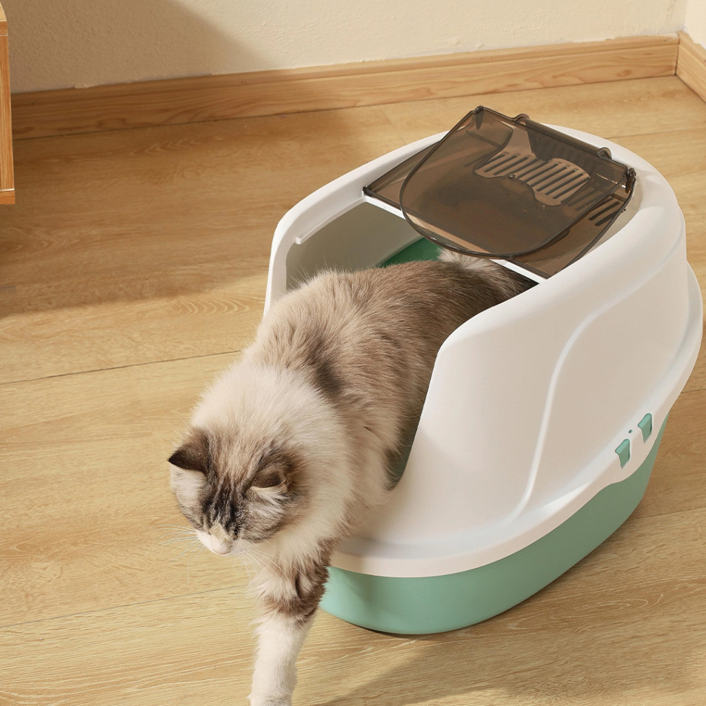 M-Pets Eco Tima Kapalı Kedi Tuvaleti 60x45x42,5cm (Yeşil) [L]