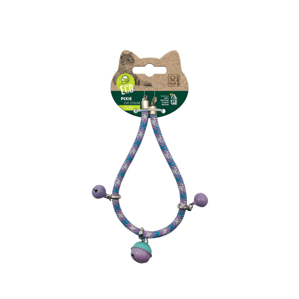 M-Pets Pixie Kedi Boyun Zilli Tasması 0,6x30cm (Mor-Mavi)