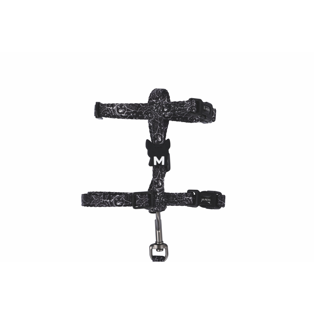 M-Pets Urban Style Freestyle Kedi Göğüs Tasması Seti 120cm (Siyah-Beyaz)