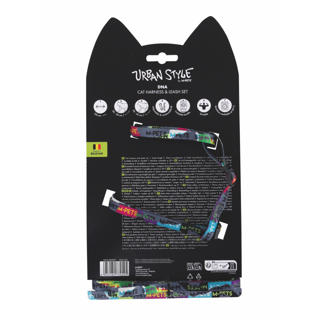 M-Pets Urban Style Dna Kedi Göğüs Tasması Seti 120cm