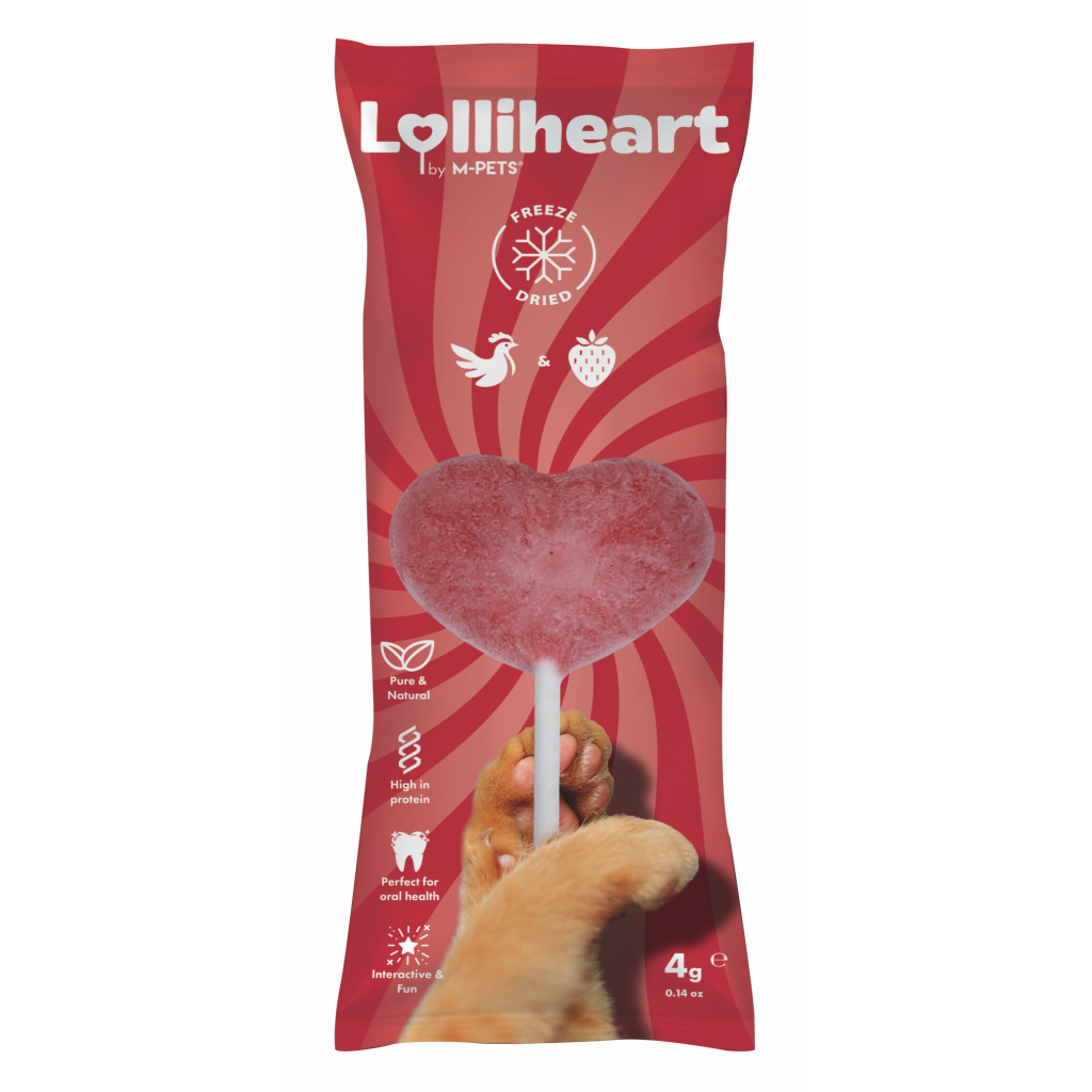 M-Pets Lolliheart Tavuklu ve Çilekli Lolipop Kedi Ödül Maması 4gr (15'li)