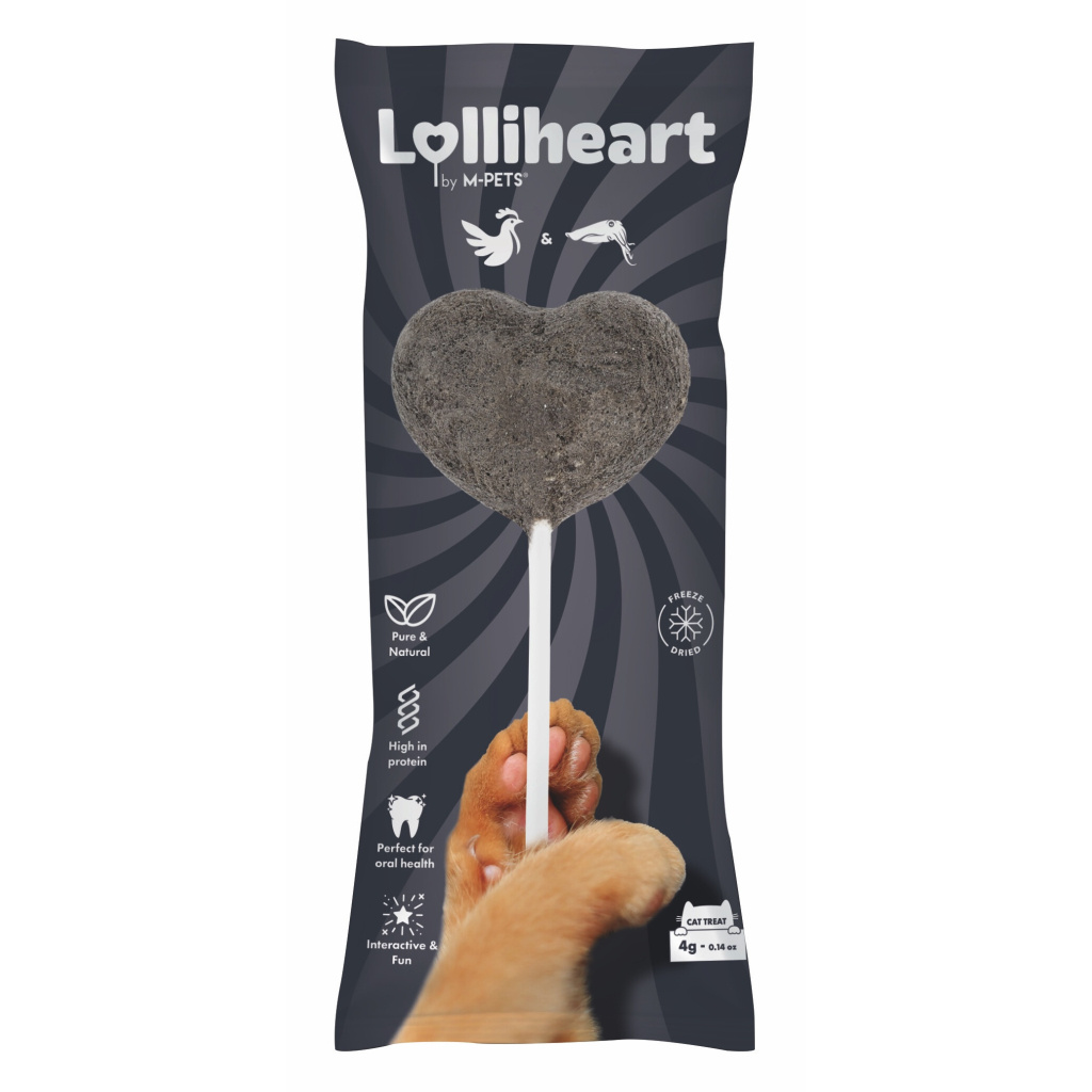 M-Pets Lolliheart Tavuklu ve Mürekkep Balıklı Lolipop Kedi Ödül Maması 4gr (15'li)
