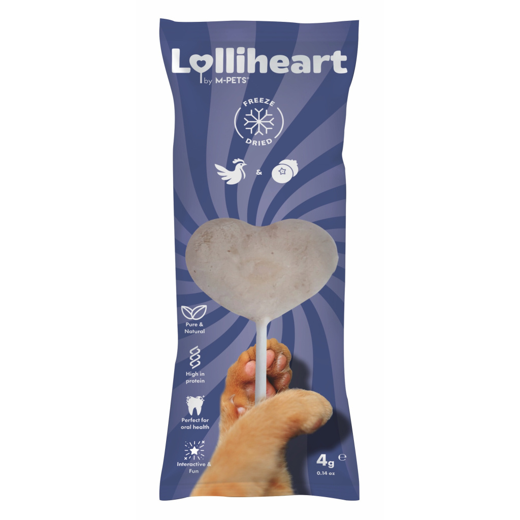 M-Pets Lolliheart Tavuklu ve Yaban Mersinli Lolipop Kedi Ödül Maması 4gr (15'li)