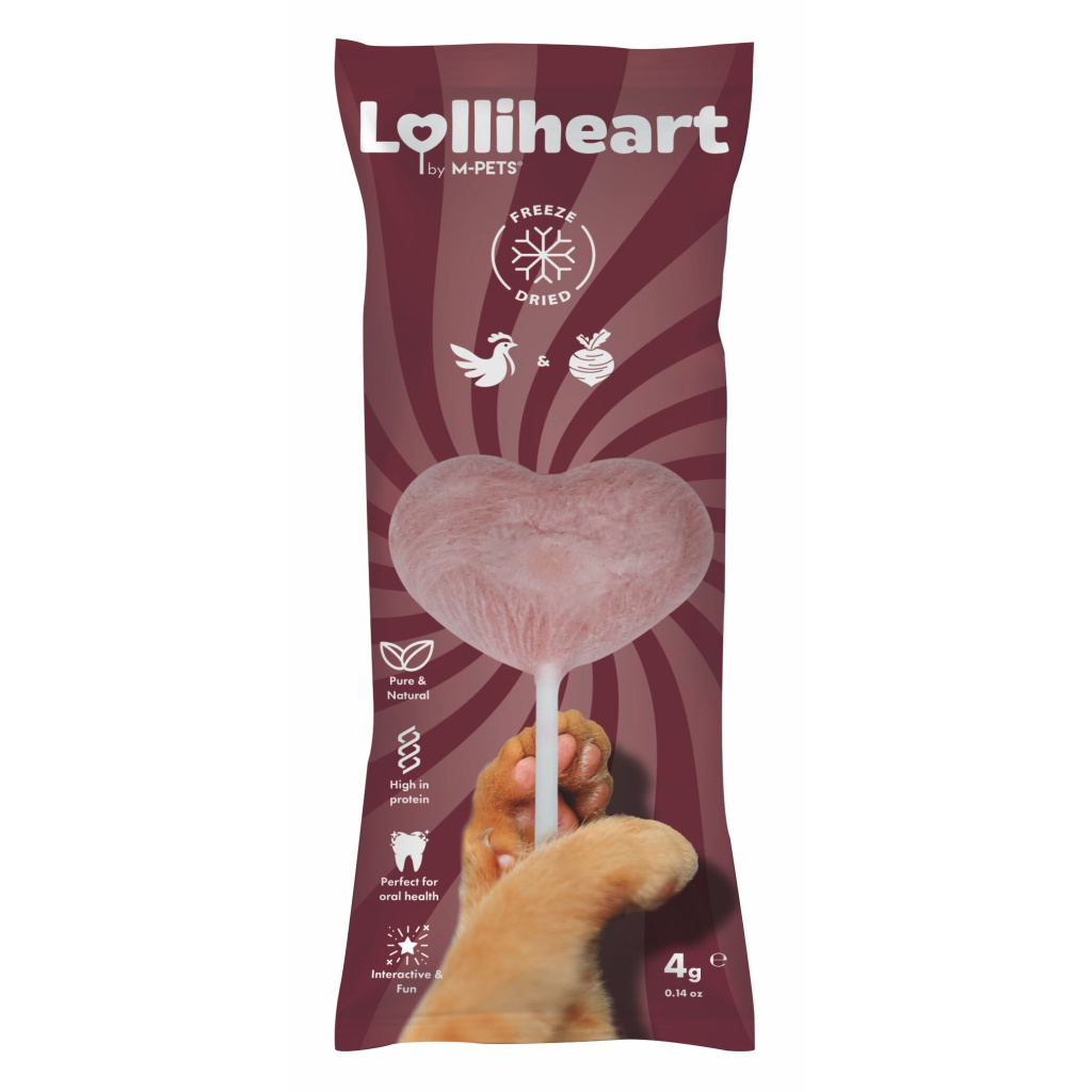 M-Pets Lolliheart Tavuklu ve Pancarlı Lolipop Kedi Ödül Maması 4gr (15'li)