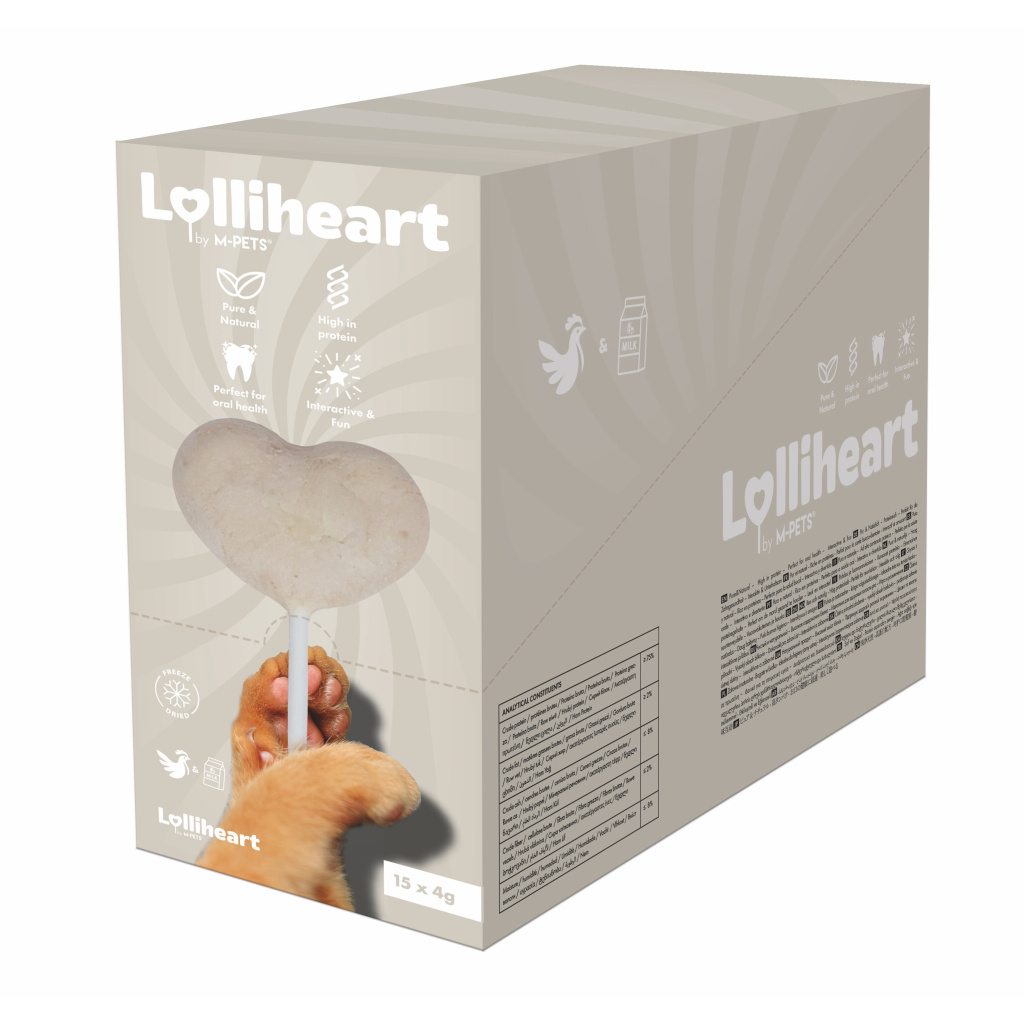 M-Pets Lolliheart Tavuklu ve Sütlü Lolipop Kedi Ödül Maması 4gr (15'li)